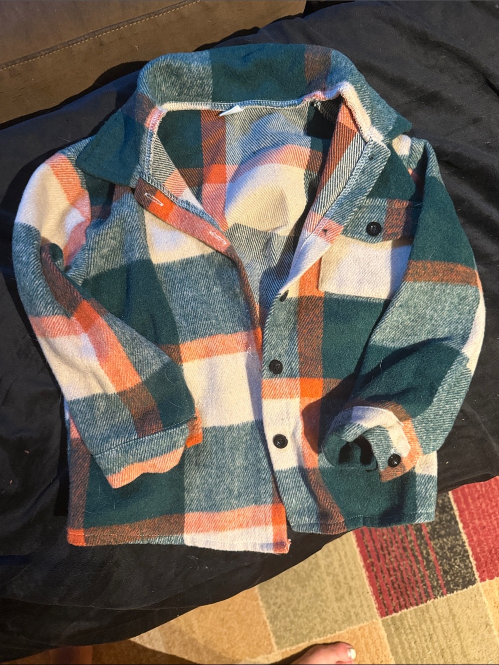 SHEIN Plaid Jacket in Teal, Orange & Cream